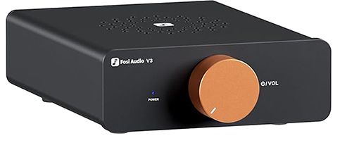 FOSI AUDIO Orange aluminium knob for V3 : Fosi Audio V3 displayed with the button